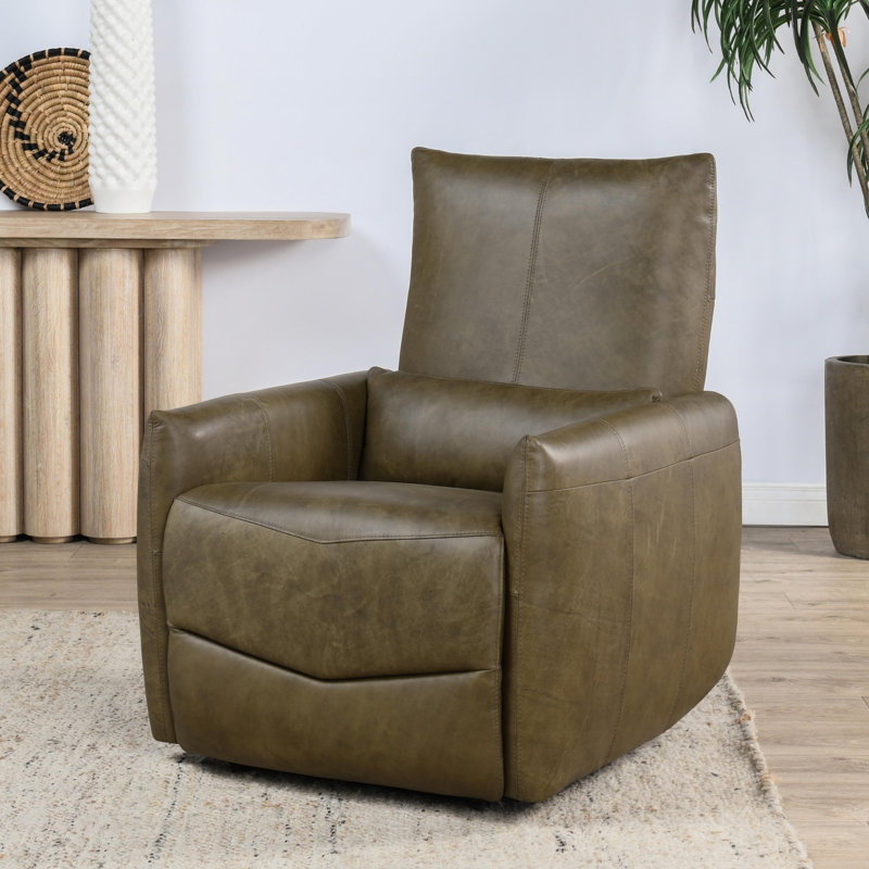 Thaya Leather Power Recliner Chair, Earth Brown Genuine Leather