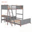 Lit simple superposé au dessus d'un lit double avec bureau-470588284