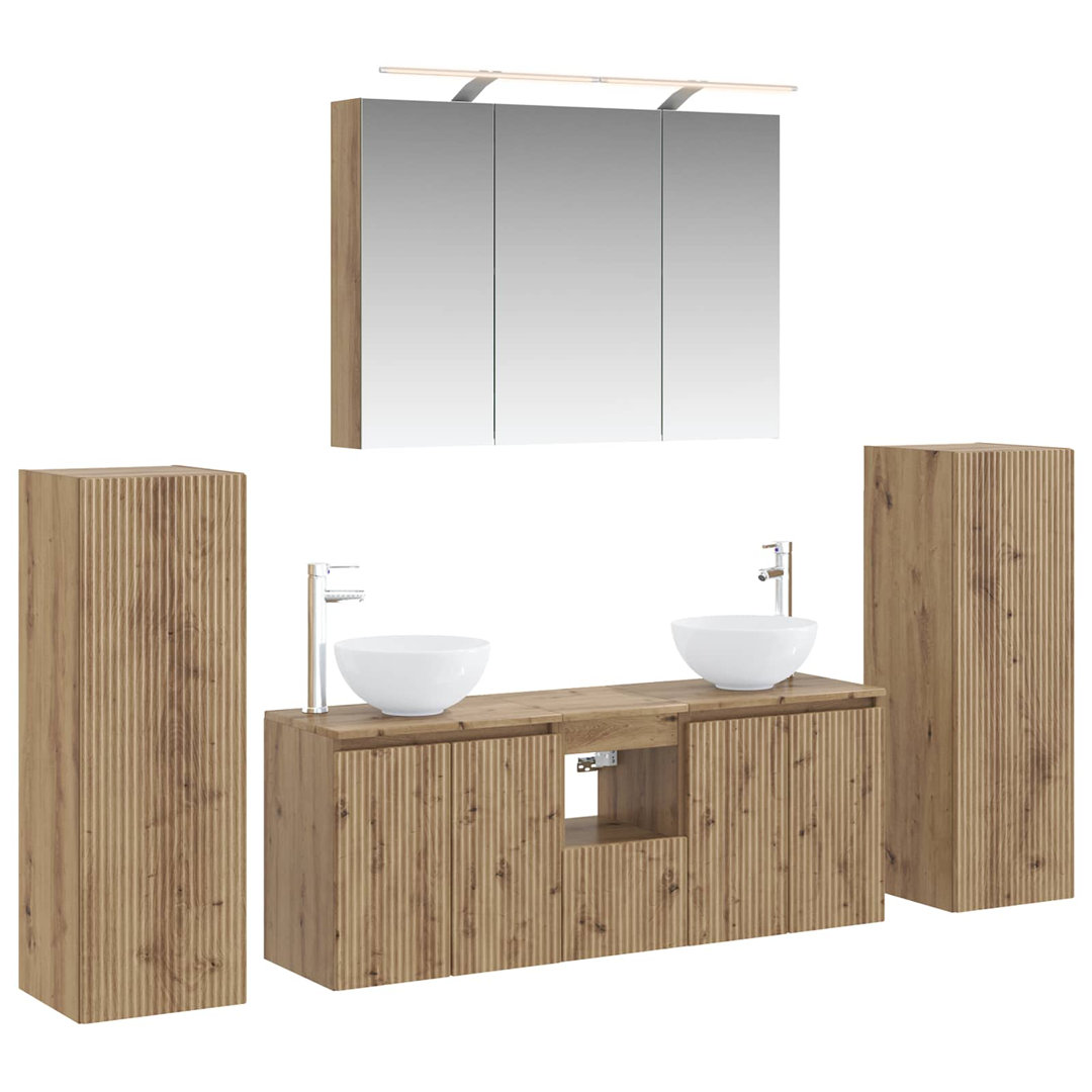 vidaXL Bathroom Furniture Set 6 pcs Engineered Wood and Glass Modern Home