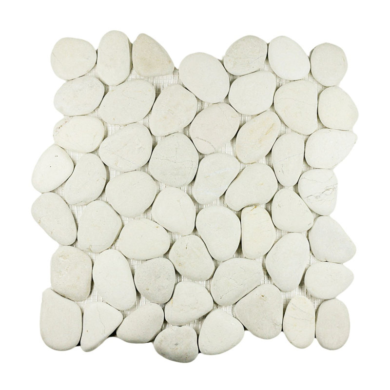 Carreau de mosaïque de pierre naturelle de 12 po x 12 po Kansas, Blanc