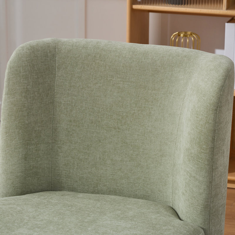 Fauteuil de chambre rembourré pivotant, Chenille vert pâle
