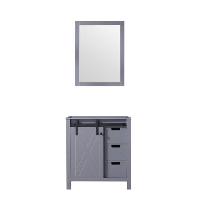 30 po Armoire de salle de bain gris foncé l 22 po x P 22 po avec miroir de 28 po entièrement assemblé pour une meilleure capacité de rangement