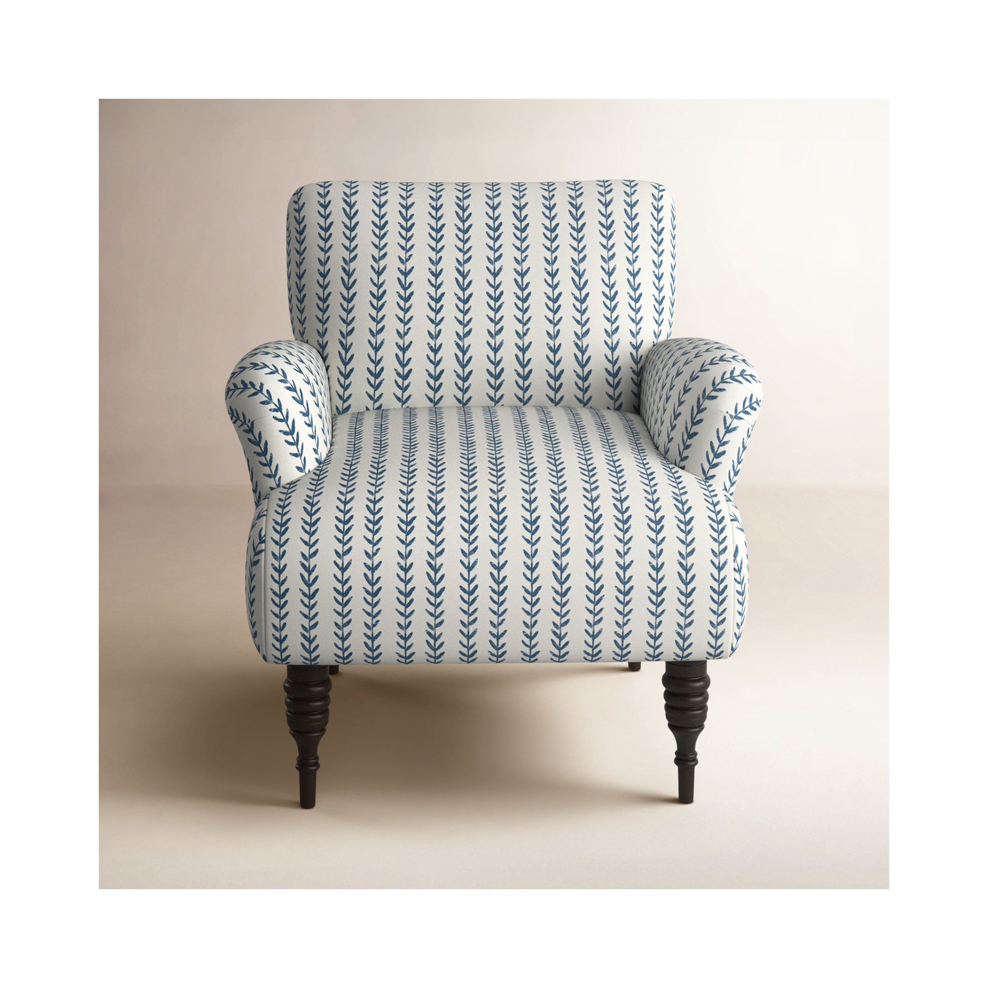 Allura Upholstered Armchair, Vine Stripe Dusty Blue