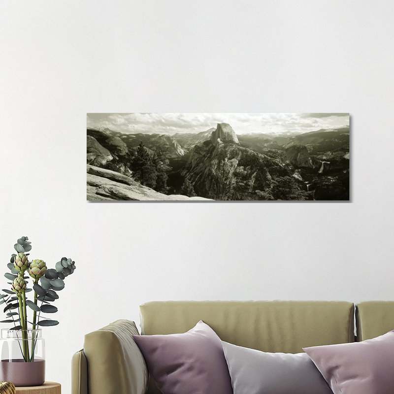 Half Dome In B&W, Yosemite National Park, California, USA - Wrapped Canvas Panoramic Print