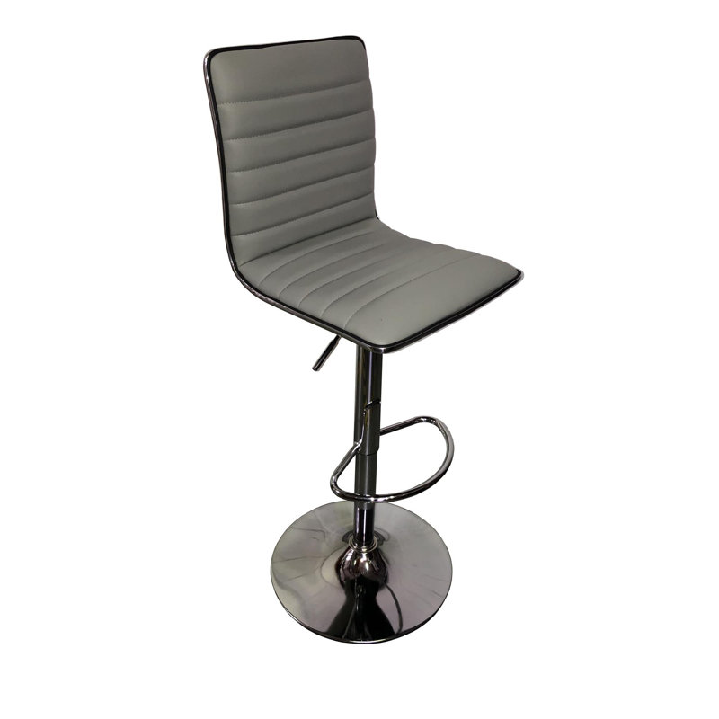 Ahlers Swivel Upholstered Adjustable Height Counter Stool with Metal Frame, Grey