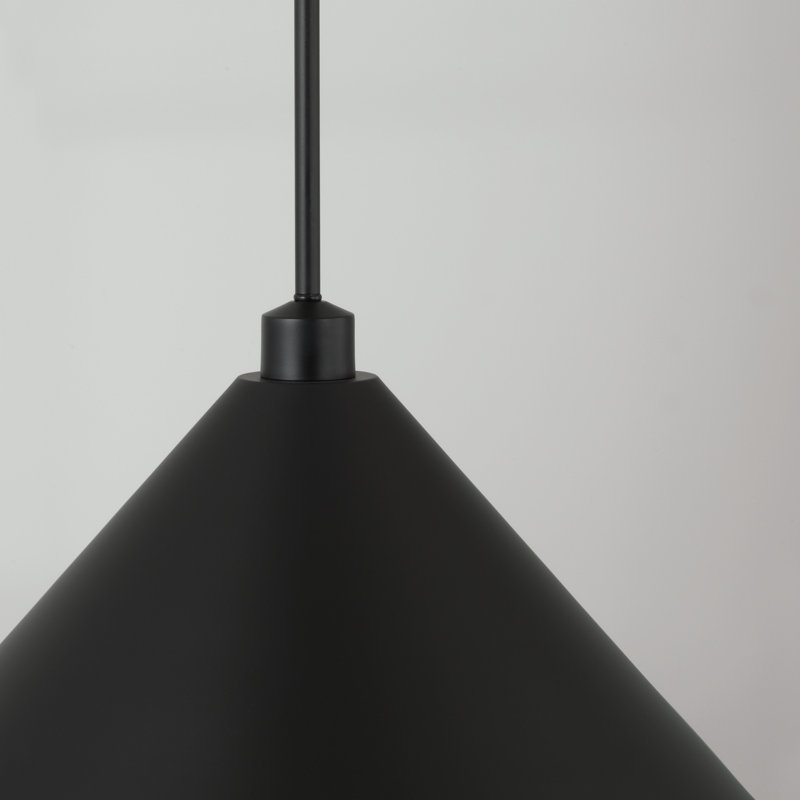 Luminaire suspendu conique à 1 lumière Alden, Noir, Noir