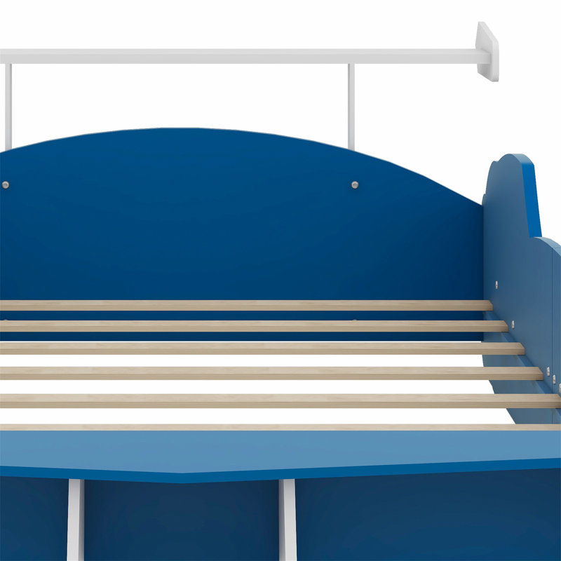 Lit plateforme avec roulettes Race, Bleu / blanc