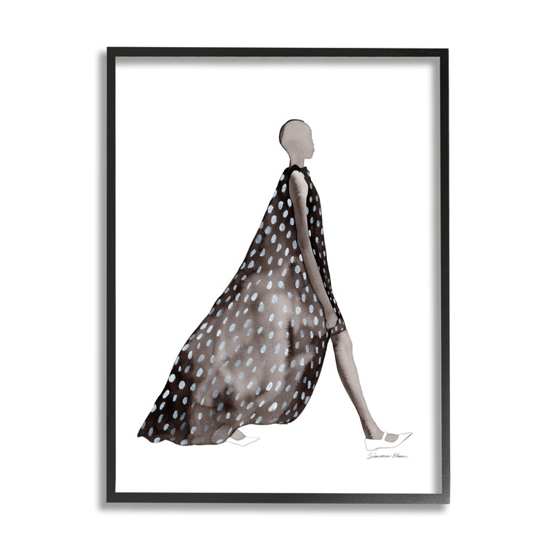 «Fashion Silhouette Girl» par Simone Elum, H 30 po x l 24 po x P 1,5 po, Giclée encadrée noir minuit