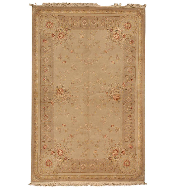 Tapis brun / beige de haute qualité noué à la main