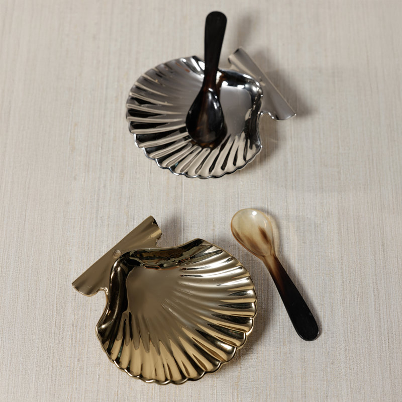 Ensemble de 2 plateaux Sanibel Shell, Nickel poli