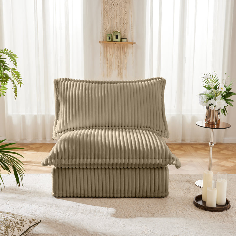 Fauteuil d'appoint en velours côtelé avec housses Kingsley