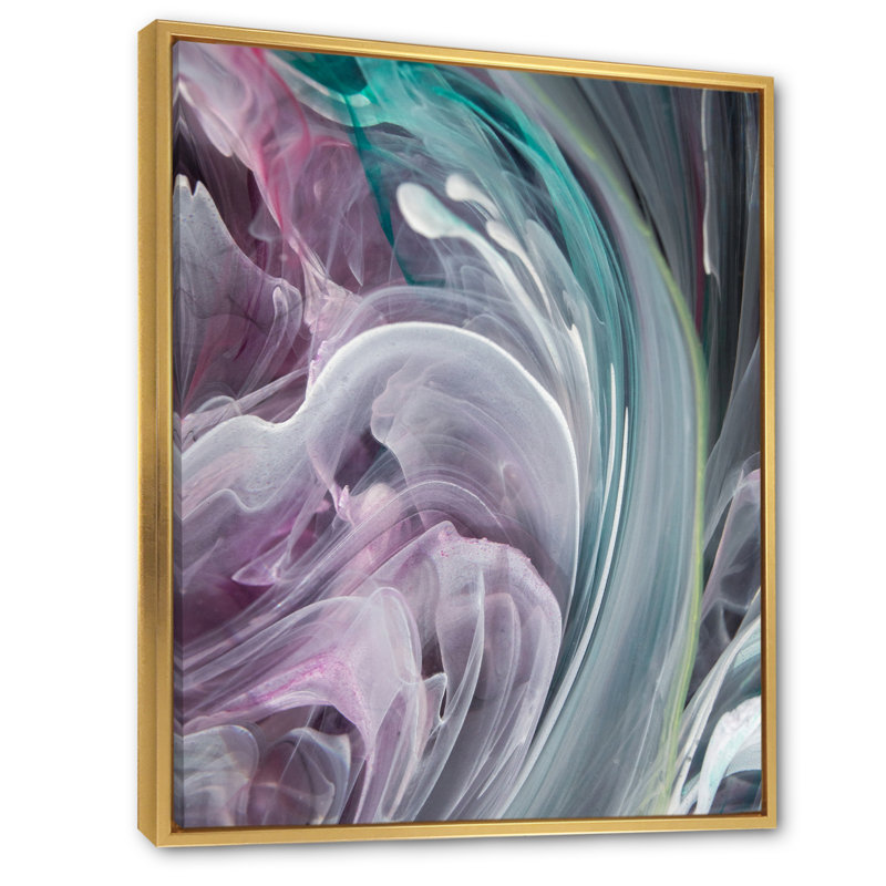 Turquoise et mauve liquide Flow Art IV - reproduction d'art moderne sur toile, H 12 po x l 20 po x P 1 po