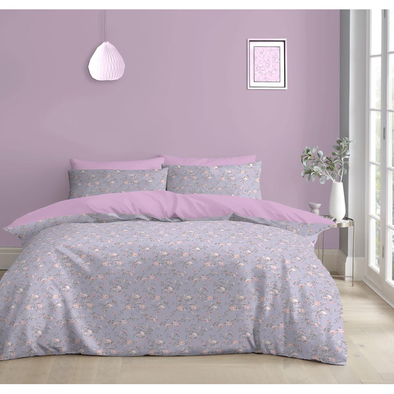 100% Polyester Duvet Cover Set, Lilac, Double Duvet Cover Set + 3 Additional Pieces