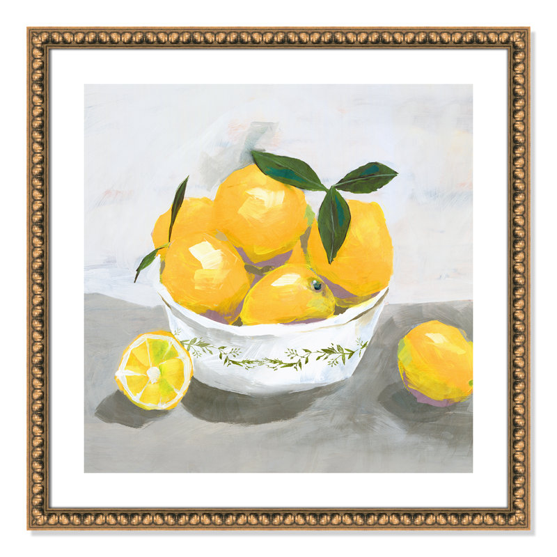 Hayons Lemons par Isabelle Z - reproduction, Papier avec cadre à perles dorées, H 28,75 po x l 28,75 po x P 1,13 po