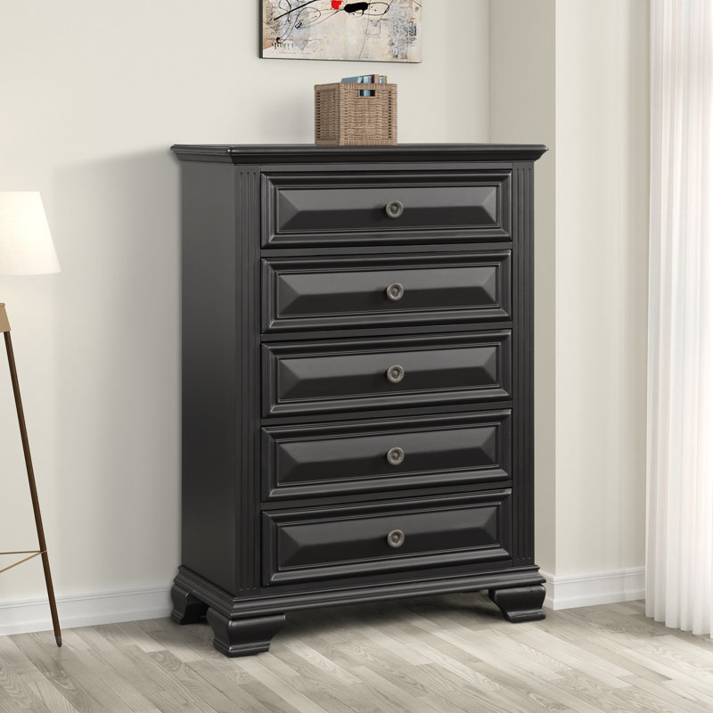 Commode à 5 tiroirs, Noir rétro