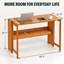 Bureau pliable en bambou massif avec étagères de rangement ouvertes intégrées, poste de travail peu encombrant pour chambre, dortoir, appartement et bureau à domicile, finition marron