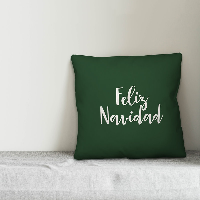  Coussin Feliz Navidad, Vert foncé, Housse de coussin