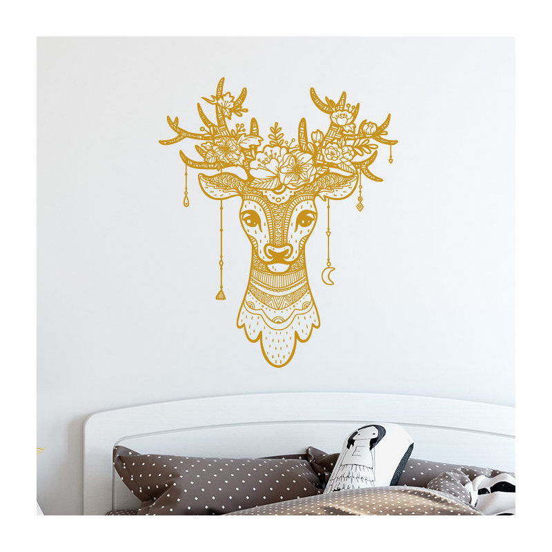 Décalcomanie murale antler boho décoration cerf, Menthe