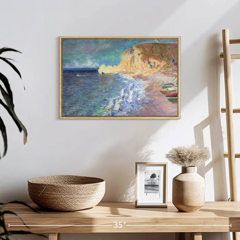 Le matin à Etretat, 19 po x 13 po, Cadre flottant en bois naturel
