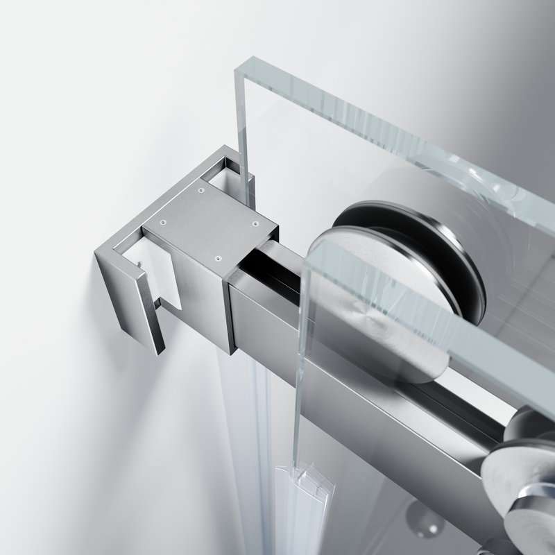 - W x 76'' H Double Added Door Frameless Shower Door with Enduro Easy-Clean Shield, Nickel