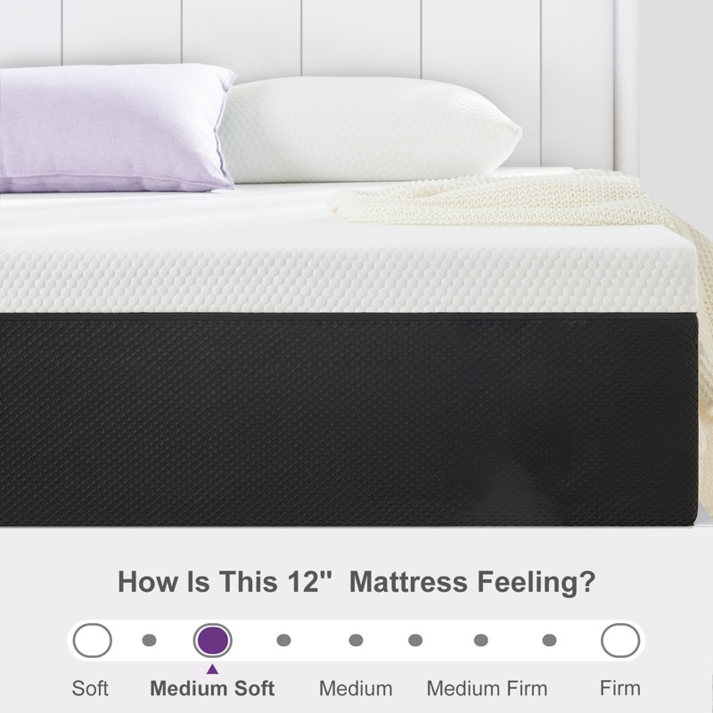 Matelas en mousse viscoélastique imprégnée de gel 10 po avec renforts mi-ferme, matelas dans une boîte, Très grand lit