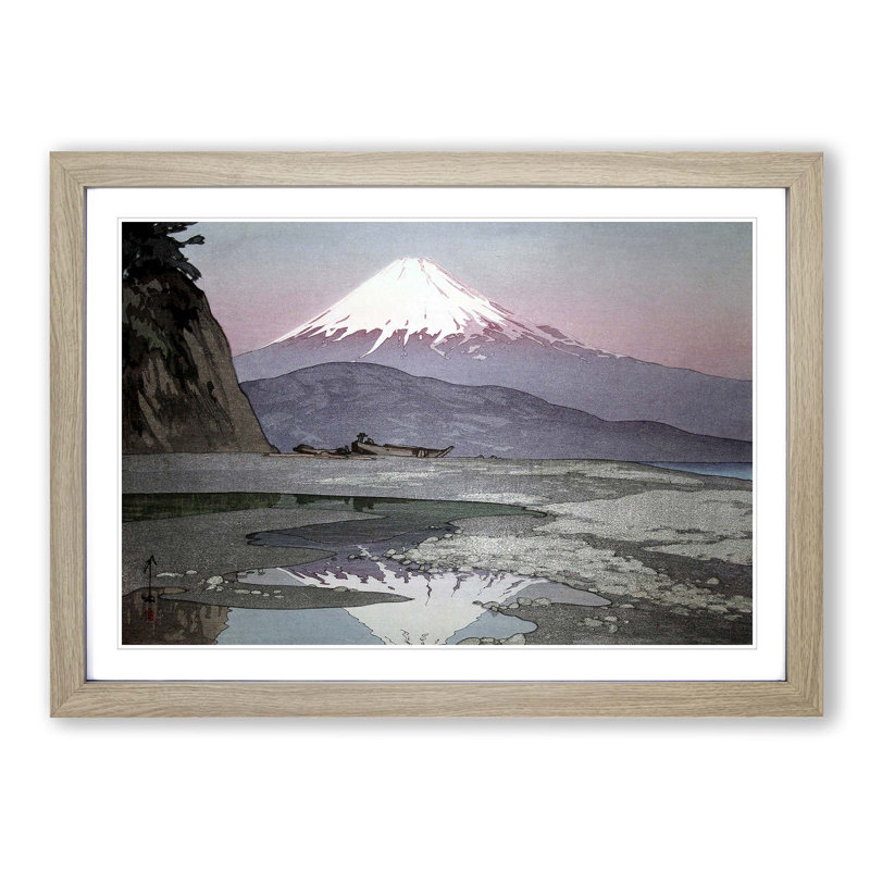 Fujiyama from Okitsu by Hiroshi Yoshida - Picture Frame Painting Print, Oak Framed, 48cm H x 65cm W x 2cm D