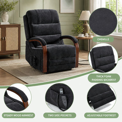 Upholstered Chenille Lift Assist Power Recliner
