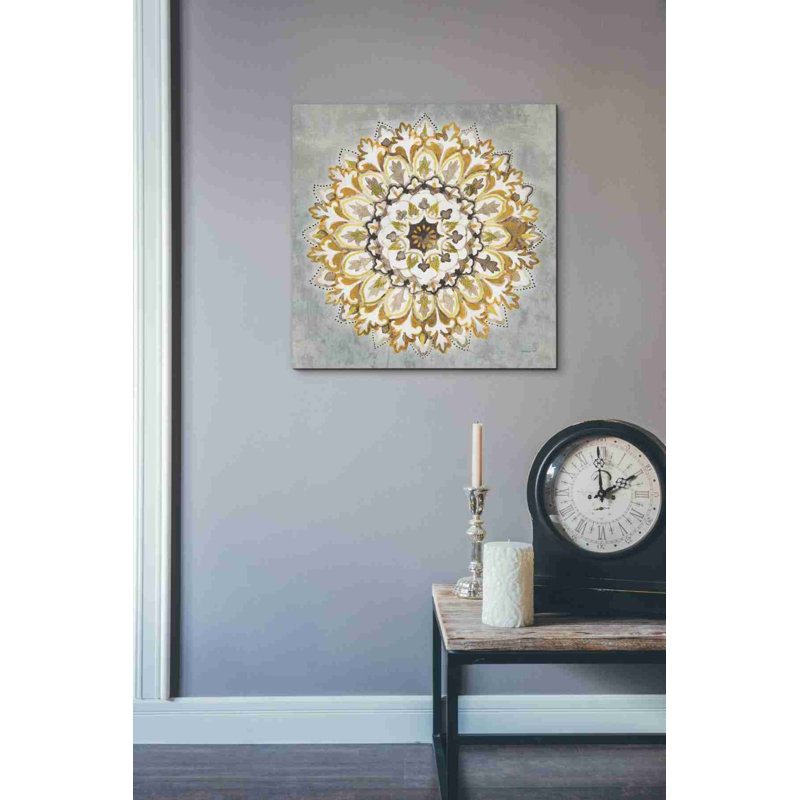 Mandala Delight II Yellow Grey by Danhui Nai - Wrapped Canvas Print, 18" H x 18" W x 0.75" D