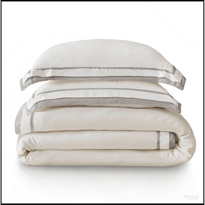 3 Pieces King/Cal King Duvet Cover Set,White+Gray