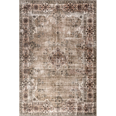 Bungalow Rose Tulsi Traditional SplashGuard Machine Washable Area Rug