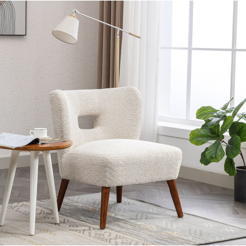 Fauteuil de chambre en sherpa Arimantas, Mélange de polyester beige