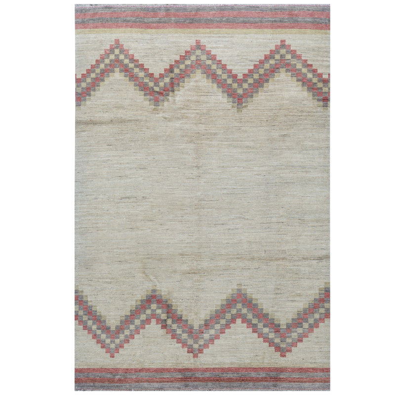 Chevron Area Rug in Beige/Rust