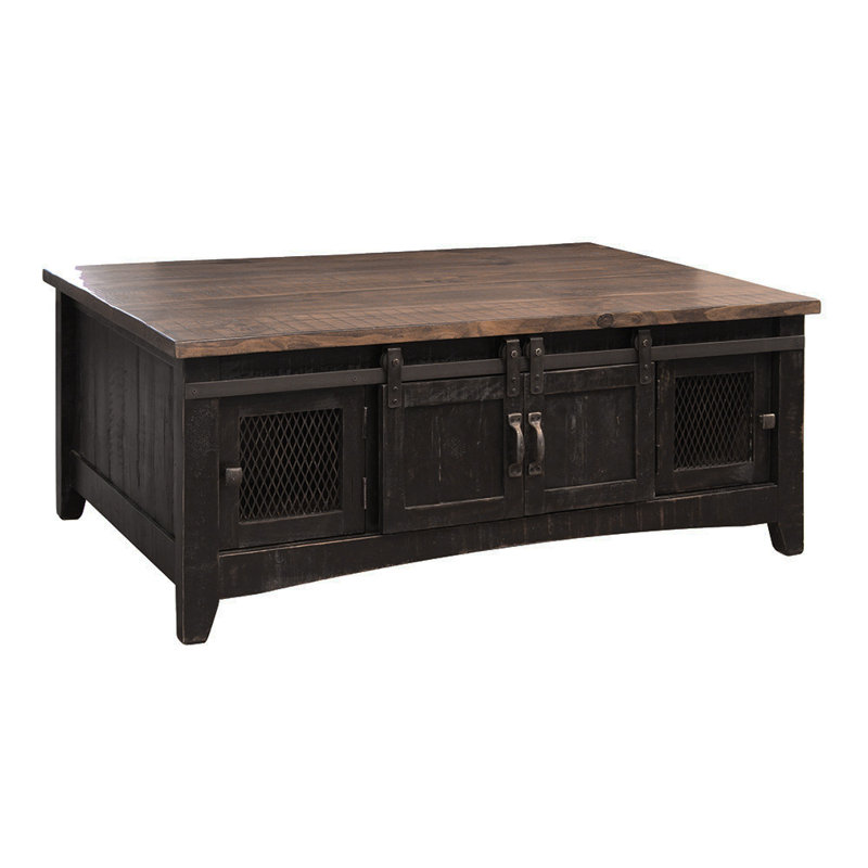 Dansby 2 Sliding Doors, 2 Mesh Doors on Each Side Coffee Table, Dark Brown/Light Brown