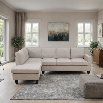 2-Piece Fluffy Fabric L-Shaped Living Room Sectional Sofa Set