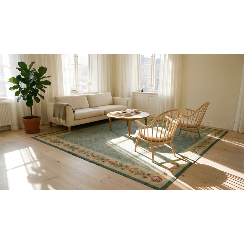 Antique Large Aubusson French Allover Geometric Flat Weave Rug