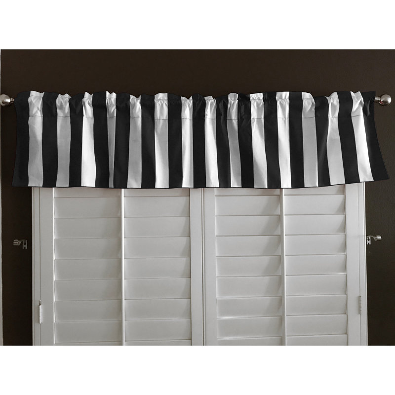 Lashea Cotton Blend Striped Tailored Window Valance, Black/White, 58" W x 18" L