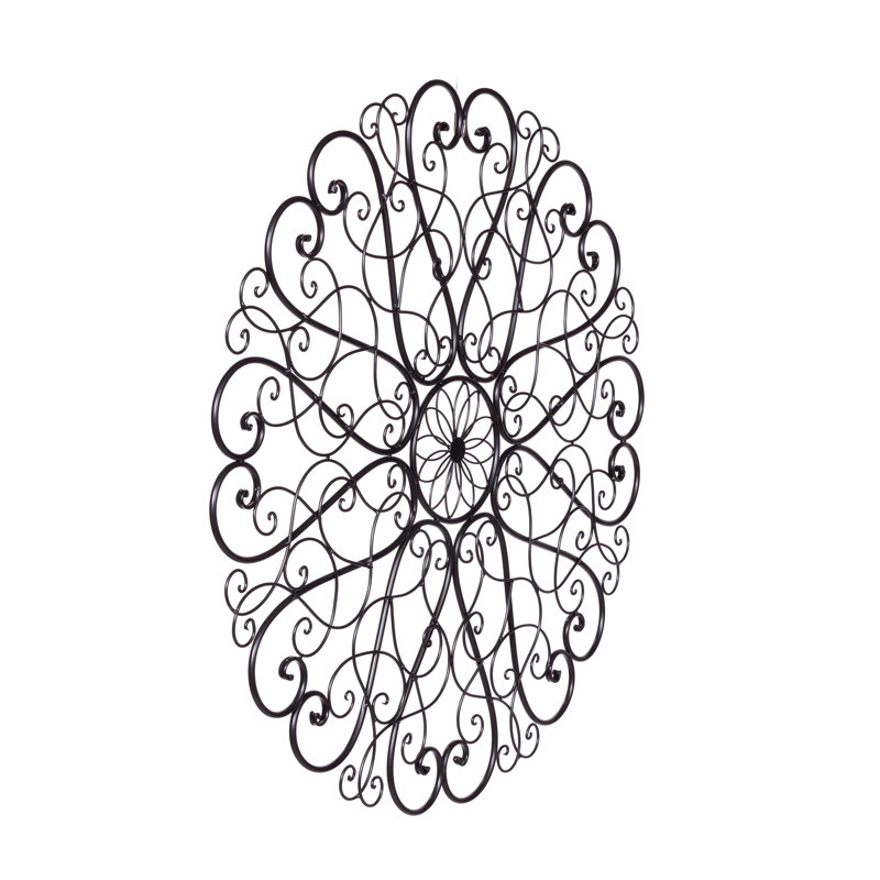 Ornate Rosette Scroll Round Metal Wall Decor