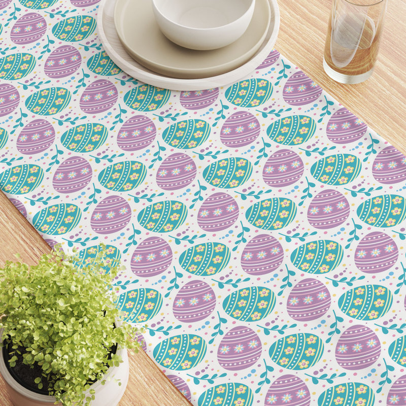 Geovonie Rectangular Easter Cotton Twill Table Runner, 90" Rectangle