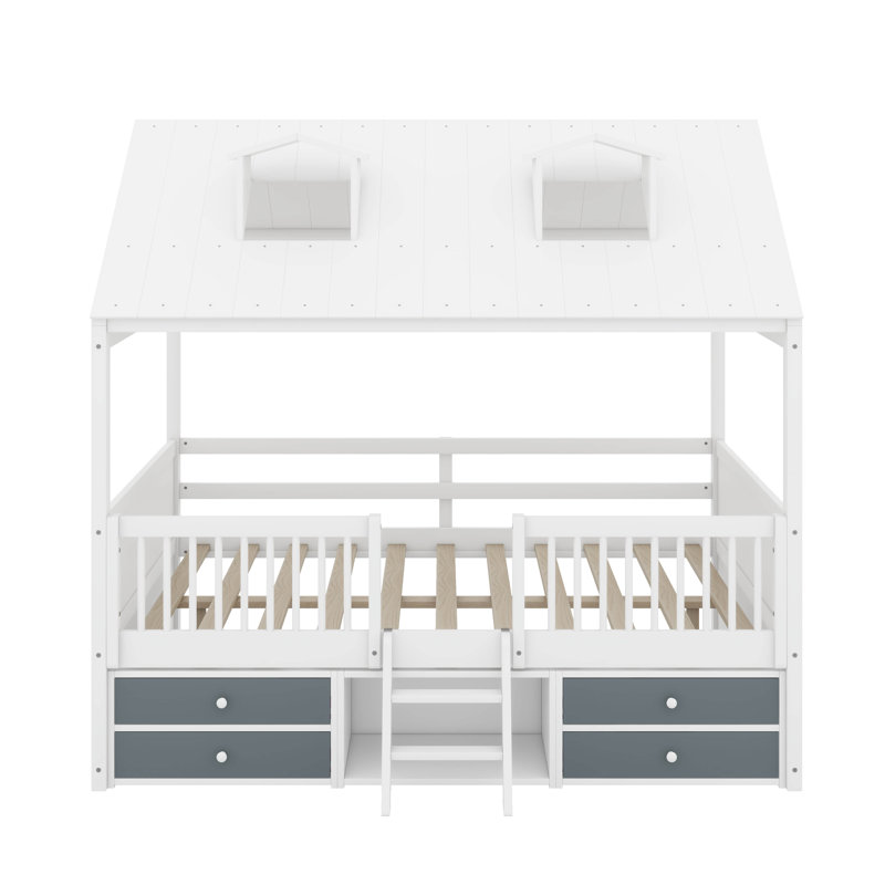 Lit en bois, Double, Blanc