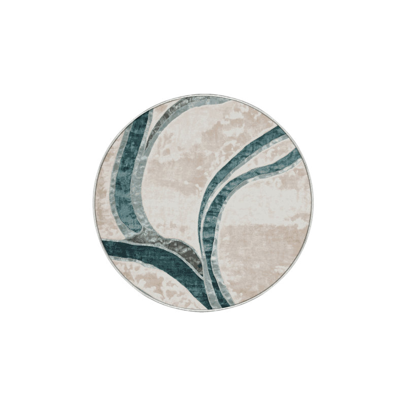 Machine Washable Beige Area Rug, Round 6'