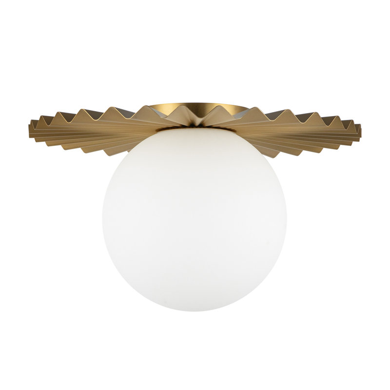 Laki Glass Flush Mount, 8.63" H x 13.88" W x 13.88" D, Brushed Gold