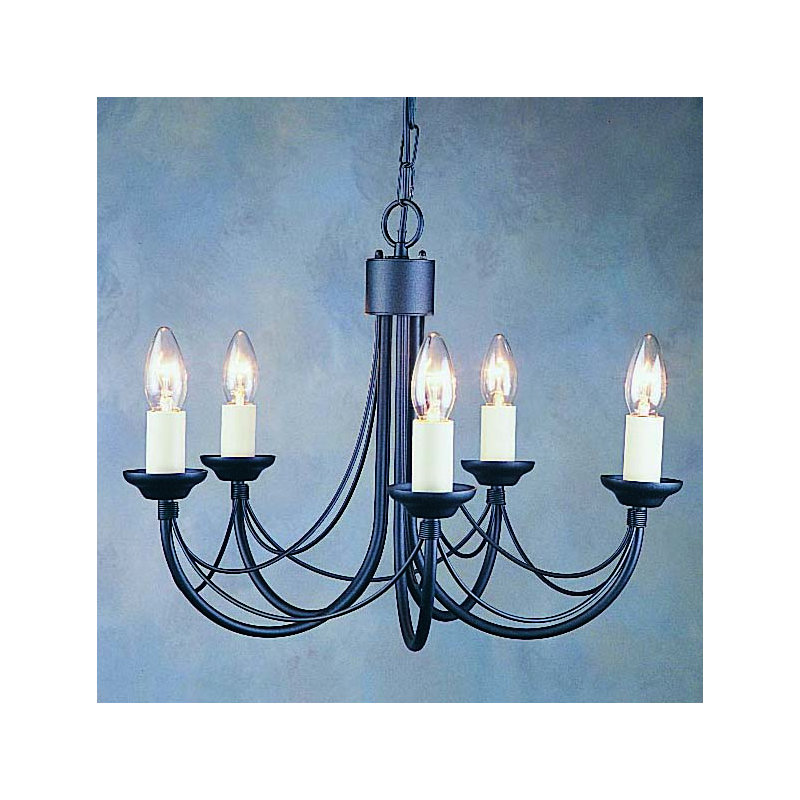 Grandville 5 - Light Candle Style Chandelier, Black