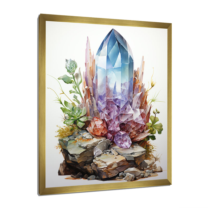 Spiritual Stone Quartz III - Impression, H 40 po x l 30 po x P 1,5 po, Encadrement doré