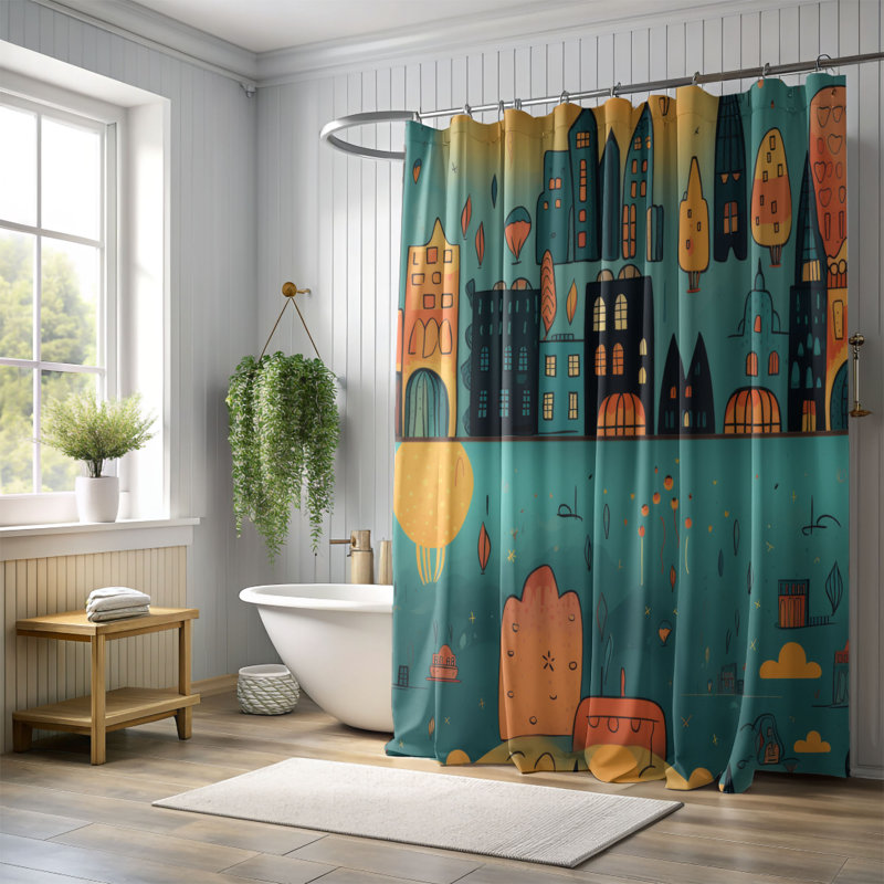 Rideau de douche Zesty Town - Premium, H 74 po x l 71 po