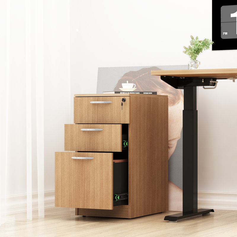 15.67'' Wide 3 -Drawer File Cabinet, Walnut