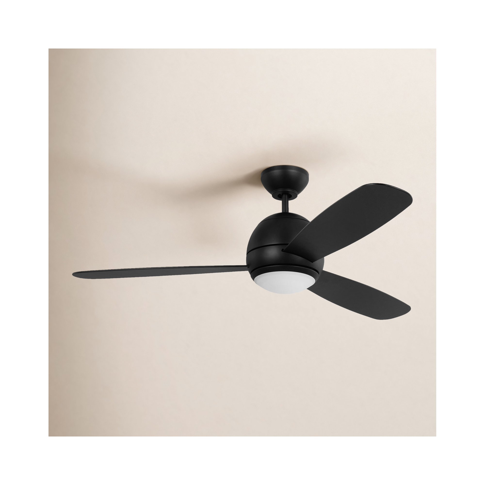 Erina 52'' 3 Blade Ceiling Fan with LED Light Kit, Midnight Black, Midnight Black