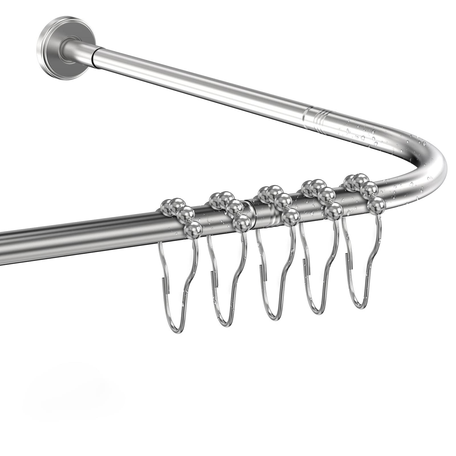 OLHAV Corner Shower Curtain Rod, Convertible U and L Shaped Shower