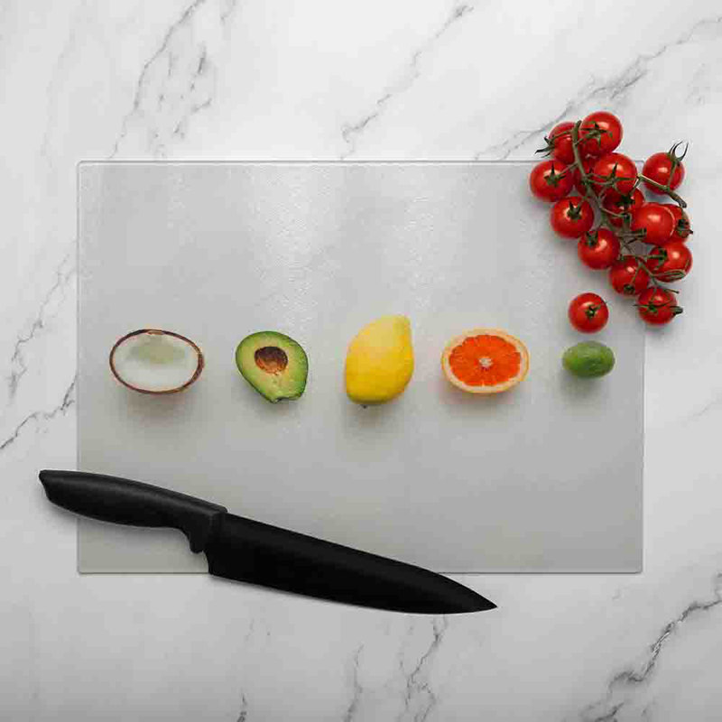 Selection Of Fruit Glass Chopping Board, 40cm L x 28cm W