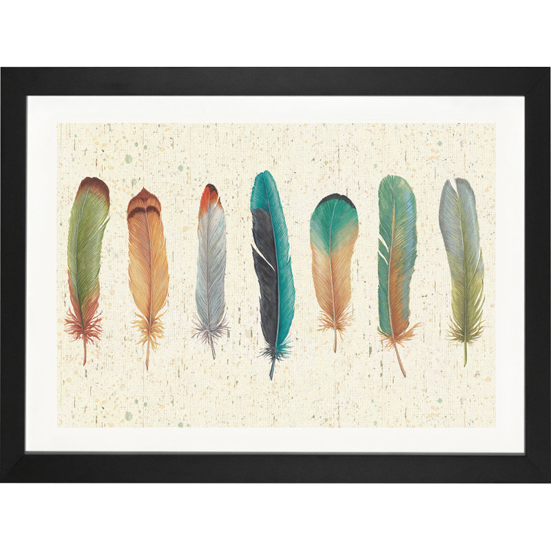 « Feather Tales VII », impression, H 16 po x l 24 po x P 1 po, Papier encadré noir