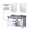 Meuble-lavabo double blanc l 60 po x P 22 po, comptoir en quartz gris, ensemble de robinets et miroirs 24 po